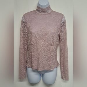 Kenar M Dusty Orchid Lace Top Body Lined Sheer Long Sleeve Hidden Zipper Back